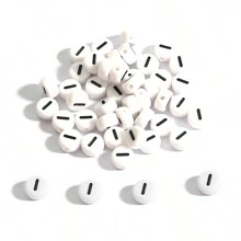 100 cái/Lot    7x4mm Trắng Tròn A-Z Chữ cái Lá thư Acrylic Lỏng lẻo Spacer Hạt Đối với Làm đồ trang sức DIY Vòng tay Phụ kiện - hình tròn dẹt - Xem 33