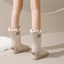 女性防水防滑保暖雪靴,加厚抗寒高筒保護,適用於寒冷天氣戶外活動 - 米色 - 查看 6