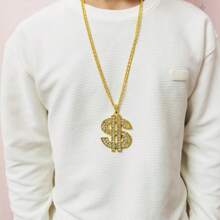 3/1pc European & American COS Hip Hop CCB Exaggerated Necklace, Big Gold Chain, Plastic Imitation Gold Performance Festival Prop Chain Set