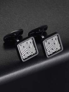 1對高級銅印花男士袖扣,適用於商務和日常穿搭 - 彩色 - 查看 10