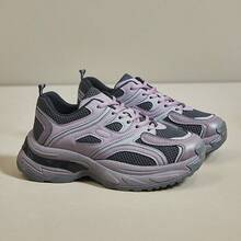 韓國風格Ins女士厚底運動跑步休閒鞋 - 紫色 - 查看 1