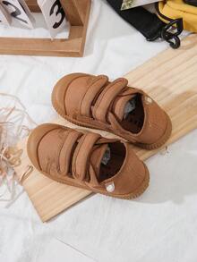 帶中筒白色幼兒運動鞋,適用於春秋季的兒童帆布鞋,中性款韓版極簡風格系綁繩運動經典鞋款,時尚低頂休閒跑步鞋款,潮流滑板童鞋 - 巧克力棕 - 查看 4