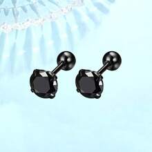 1 Par De Pendientes De Acero Inoxidable Plateado Y Circonio Cúbico De Moda Para Hombres Y Mujeres, Pendientes Suaves Y Cómodos De Bola Redonda Retorcida De 4 Garras Para El Hueso De La Oreja, Se Pueden Usar Mientras Duermen Y Nadan, No Es Necesario Quitárselos, Plateados, 3 Mm/4 Mm/5 Mm/6 Mm/7 Mm/8 Mm