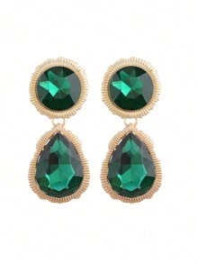 sehuoran 設計聖誕耳環紫色上掛式耳環女孩奢華優雅金屬中空晶鑽brincos吊墜珠寶時尚配件 - Style 1 - 查看 13