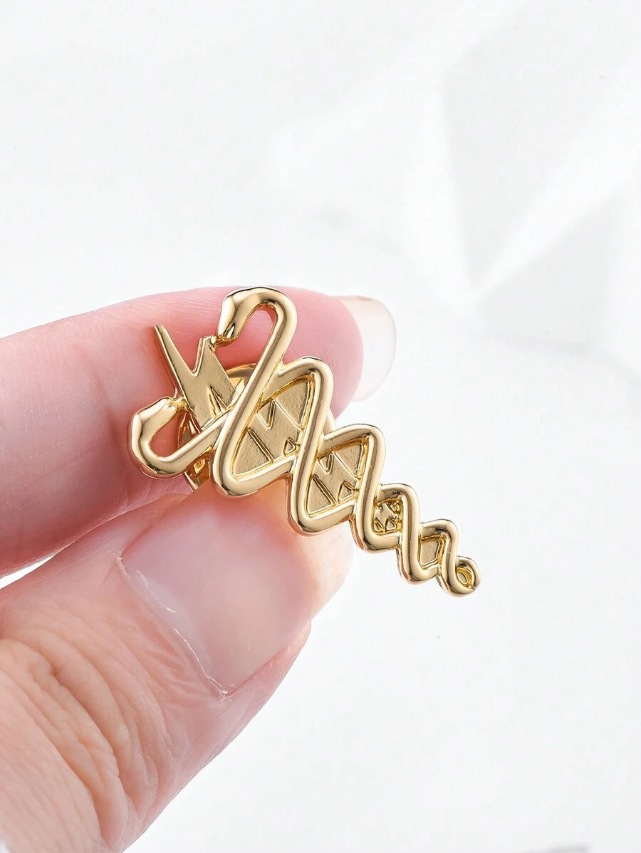 1件醫學雙蛇纏繞閃電胸針,醫學符號掛繩徽章組合,珠寶收藏禮物,適用於醫生、護士、醫療工作者,兩種顏色可選 - 彩色 - 查看 1