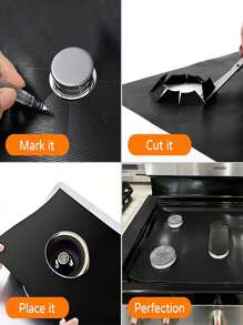 4pcs Gas Stove Protection Pad, Heat-Resistant Clean Mat Gas Stove Anti-Oil Anti-Fouling Mat - Black - View 5