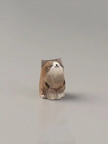 1入木製雕刻柴犬小裝飾,可愛的狗桌面裝飾,橙色貓裝飾,創意男女生日禮物 - 灰色 - 查看 1