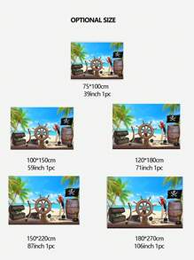 1 Pieza Tela De Fondo De Fotografía De Fiesta Temática De Piratas De Cumpleaños - Multicolor - Ver 2