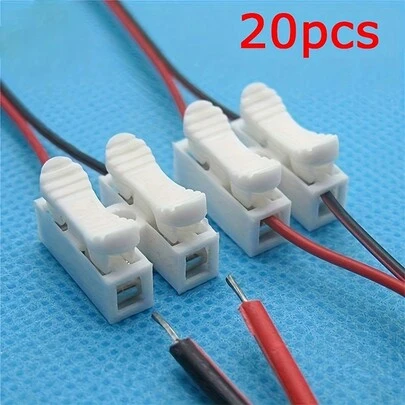 20pcs Quick Connector Terminal, Press Type Connector, 2 Ports Flame Resistant Led Light Connector