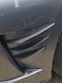 6 Piezas Cuchillo De Viento, Alerón De Flujo De Aire De Parachoques De Patrón De Fibra De Carbono Universal Para Modificación De Automóviles - Negro - Ver 3