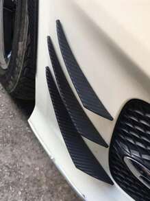 6 Piezas Cuchillo De Viento, Alerón De Flujo De Aire De Parachoques De Patrón De Fibra De Carbono Universal Para Modificación De Automóviles - Negro - Ver 1