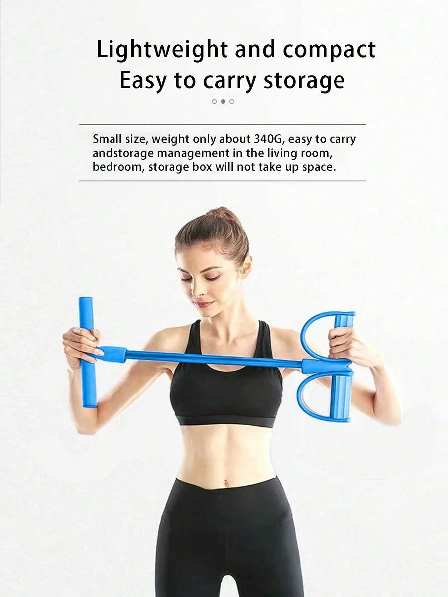 1pc Foot Pedal Resistance Band Training Equipment For Sit-, Waist Slimming And Body Shaping, Multifunctional - Blue - View 1