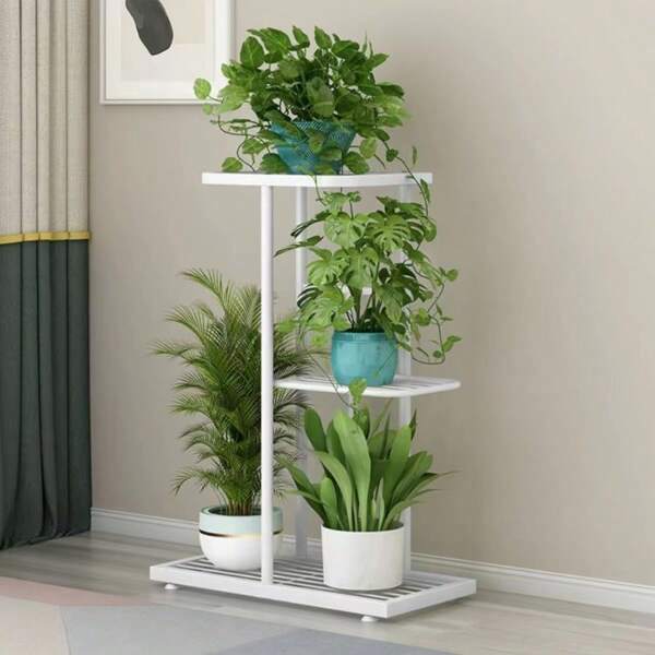 1 pieza Soporte para plantas de 57cm de alto para interior/exterior, estante multiestante para exhibir macetas en la sala de estar, el balcón o el jardín