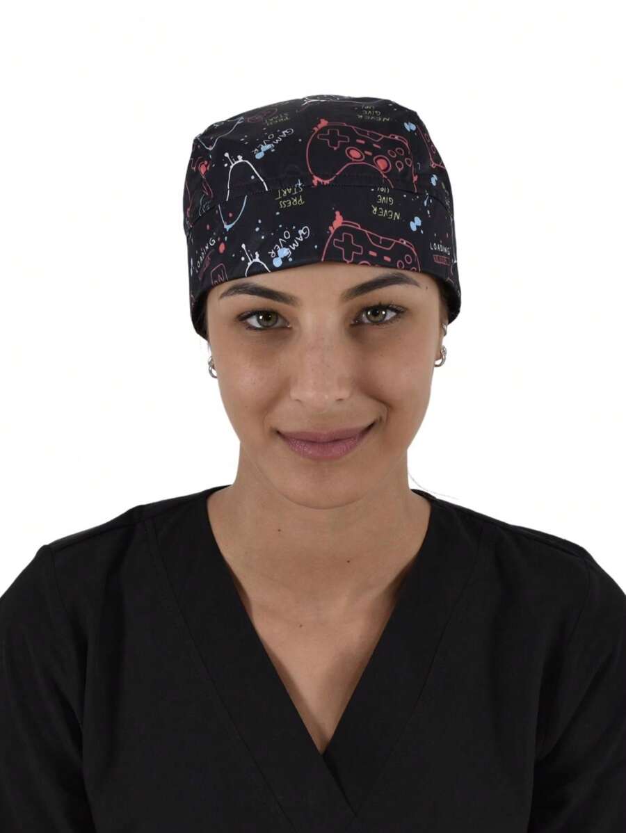 SOULMATE Printed Surgical Medical Cap For Women - Neg Gamer - View 1