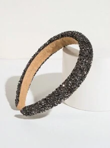 1 Diadema Ancha Al Estilo Coreano Adornada Con Diamantes De Imitación - Gris - Ver 5