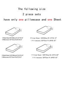 2-3入組花卉印花床上用品套件，其中包含一張床單和兩個枕套 (床單深度: 30公分) - 藍底枝椏 - 查看 4