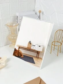 1 件 Ins 風格桌面化妝鏡附支架,平面梳妝鏡 - 白色 - 查看 1