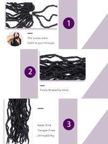 18 Inch Natural Black New Faux Locs,Pre-looped Soft Goddess Locs Curly Wavy Crochet Braids Hair For Women Synthetic Crochet Hair Extension - Black - View 5