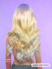 长波浪彩虹色合成假发带刘海女士耐热自然中分角色扮演派对洛丽塔万圣节婚礼假发仅售 - 彩色 - 查看 5