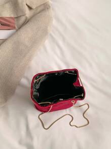 Lightweight Glamorous,Quiet Luxury,Exquisite New Simple Chain Crossbody Velvet Mini Bucket Bag With Floral Decor Gift Bag For Party Girls, Bride Perfect For Party,Prom,Wedding