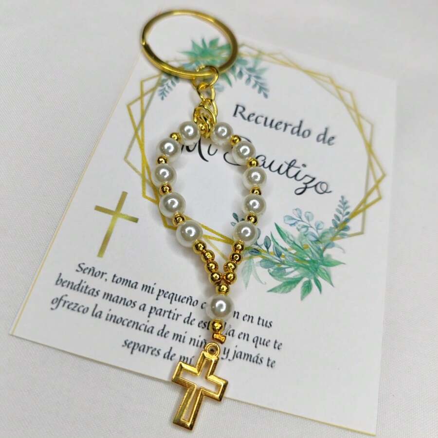 Decenario Souvenir For Christening, 10 Pieces, Keychain Ring, DIY. - 金色 - 查看 1