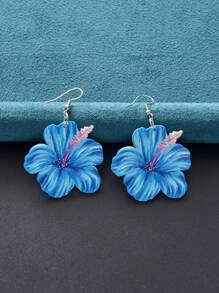 1 對女時尚壓克力雙面印花花卉耳環,適合派對 - 彩色 - 查看 4