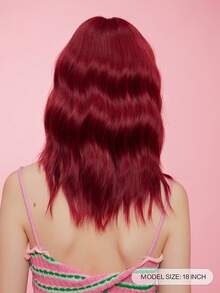 蝴蝶发型 18 英寸红色长卷发波浪假发 女士女孩合成波浪发替换假发 适合所有季节 - 闪购