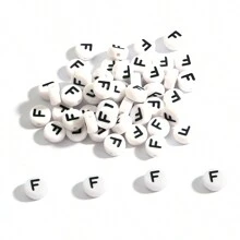 100 cái/Lot    7x4mm Trắng Tròn A-Z Chữ cái Lá thư Acrylic Lỏng lẻo Spacer Hạt Đối với Làm đồ trang sức DIY Vòng tay Phụ kiện - hình tròn dẹt - Xem 23