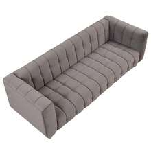 MERAX Modern Sofa Dutch Fleece Upholstered Sofa With Solid Wood Legs, Buttoned Tufted Backrest - 89寸(單)-灰色 - 查看 7