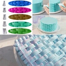 5pcs Stainless Steel 304 Cake Decoration Nozzles Set, Semi-row Weaving Cream Piping Nozzle, Teeth One Side Piping Nozzle, Cream Piping Diy Baking Tools For Decorating Cake
