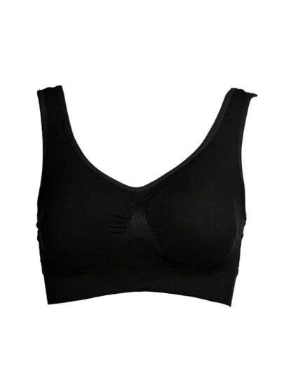 MELERIO Women Yoga Zwart Push Up Sports Bra,Seamless Bralette Mid Support Solid Underwear Pyjama No Chest Pad Breathable Sleep Vest Tank Top Nightshirt Workout Clothes Gym Accessories view 7