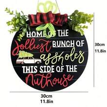 1 件聖誕木門標誌,家庭歡迎木標牌,木製有趣門衣架有趣前門標誌朋友禮物前門裝飾