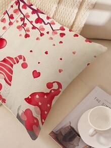 1個印有愛的小矮人圖案的現代抱枕套,適用於沙發裝飾、情人節禮物（不含抱枕芯）