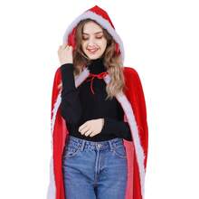 1件聖誕萬聖節服裝絨面兜帽披風長袍