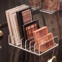 Organizador de maquillaje con cajones para paletas de sombras de ojos, polvos y separadores transparentes, caja de almacenamiento de plástico con soporte de exhibición de cosméticos para colorete en el escritorio, para vacaciones en la playa, colección de baño, colección de dormitorio, gran capacidad