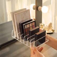 Organizador de maquillaje con cajones para paletas de sombras de ojos, polvos y separadores transparentes, caja de almacenamiento de plástico con soporte de exhibición de cosméticos para colorete en el escritorio, para vacaciones en la playa, colección de baño, colección de dormitorio, gran capacidad