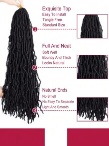 18 Inch Natural Black New Faux Locs,Pre-looped Soft Goddess Locs Curly Wavy Crochet Braids Hair For Women Synthetic Crochet Hair Extension - Black - View 4
