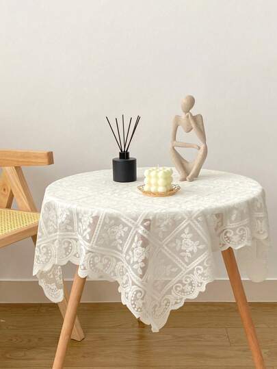 1개 빈티지 식탁보 커버 천으로 배경 레이스 프랑스어 빈티지 커피 테이블 테이블 커버 라이트 럭셔리 럭셔리 화이트 레이스 식탁보 Ins 스타일 Nightstand 커버 천