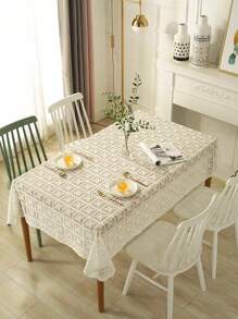 1塊復古桌布套布,背景為蕾絲,法國復古咖啡桌的桌布,輕奢白色蕾絲桌布,ins風格的床頭櫃套布 - 白色 - 查看 5