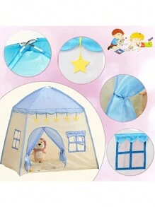 Casa De Acampar para Niños, Tienda Infantil Plegable Fácil Instalación con Diseño Portátil para Interiores Y Exteriores, Tipi De Juegos para Niña Y Niño, Casita Transpirable Playhouse - Azul - Ver 4