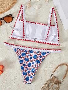 Women's Floral Printed Bikini Set Summer - Multicolor - View 3