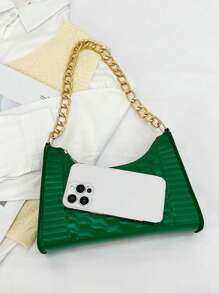 2024新款跨境女士手袋，韓國時尚鑽石格紋純色肩袋、手提包、斜挎包和手拿包 - 綠色 - 查看 4