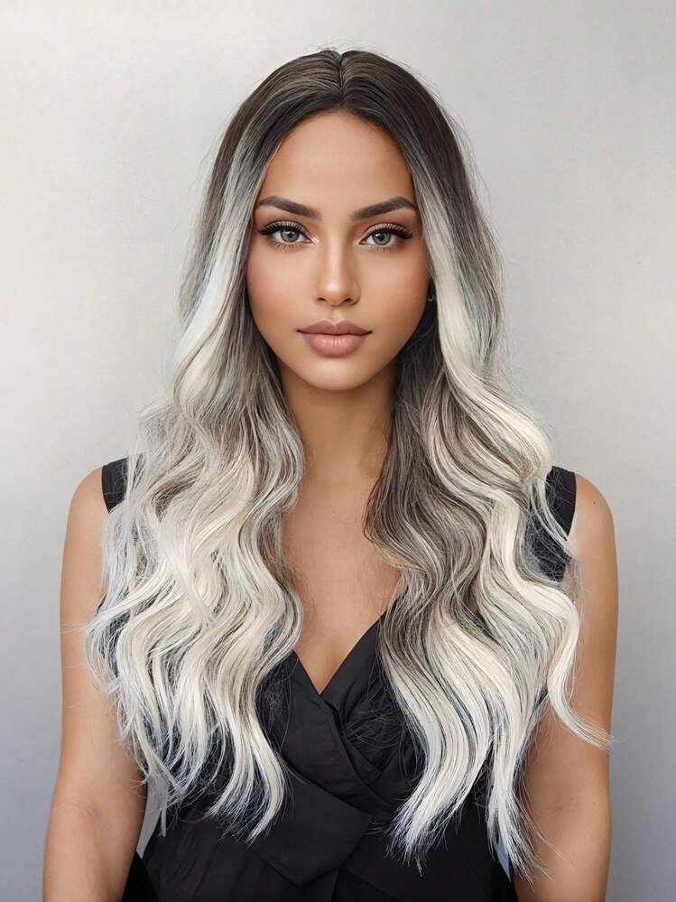 Grey wig dark roots sales