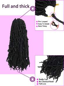 18 Inch Natural Black New Faux Locs,Pre-looped Soft Goddess Locs Curly Wavy Crochet Braids Hair For Women Synthetic Crochet Hair Extension - Black - View 3