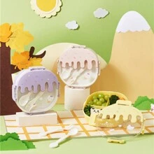 冰淇淋造型塑料分隔午餐盒,可愛且便攜的學生兒童餐盒,適合攜帶水果和點心 - 紫色 - 查看 5