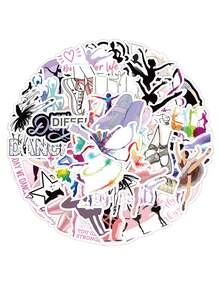 1 Pack 50-108 Pieces, Girl Cartoon Stickers, Multi-Functional Waterproof Self-Adhesive Graffiti Stickers, Dress Up Decorative Personalized Combination Stickers, Suitable For Dressing Up Mobile Phones, Suitcases, Laptops, Skateboards, Storage Boxes, Cups And Other Items - W-1926 Dance - View 5