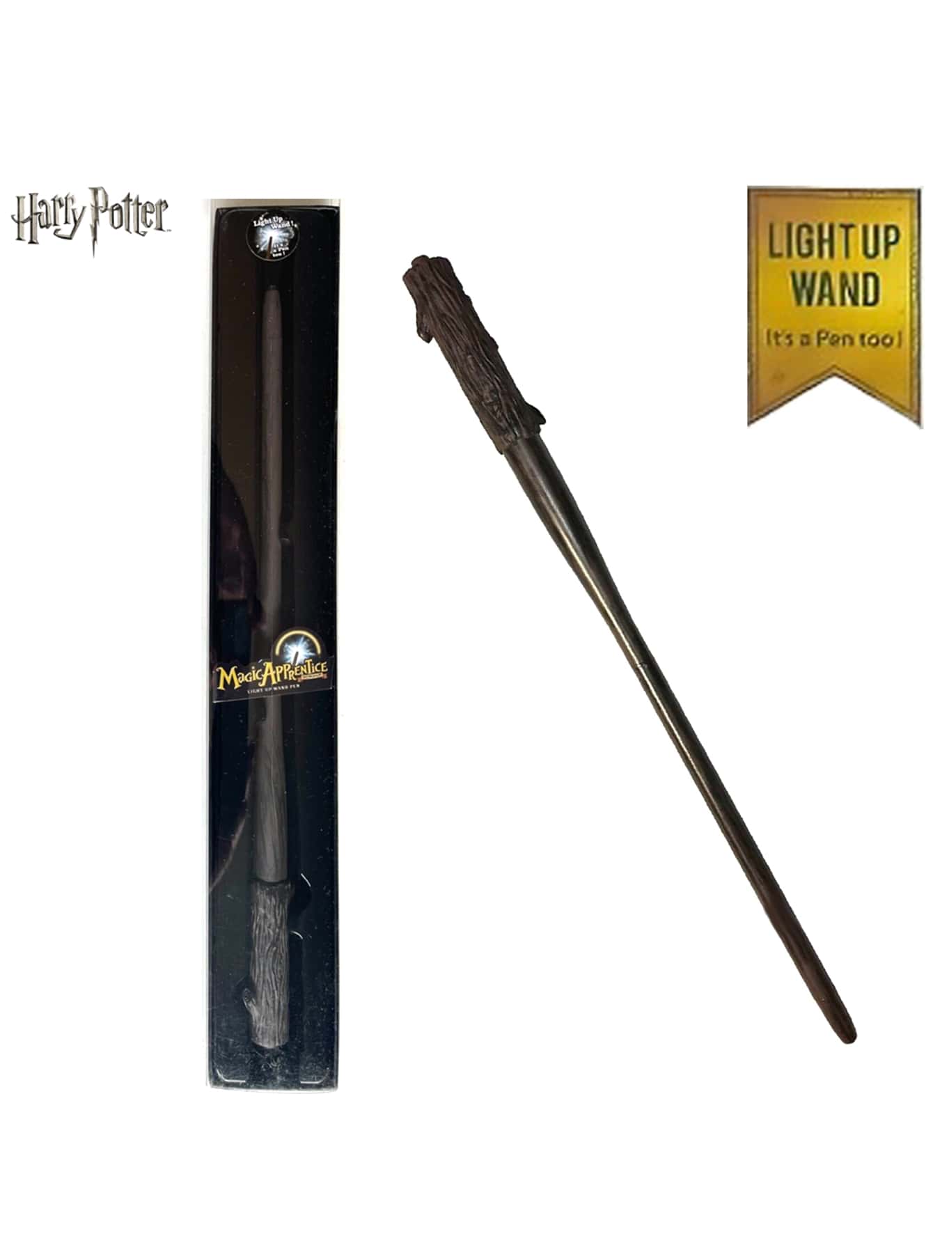 Pluma esferográfica de varita mágica con licencia oficial de autorizada oficialmente por Warner Bros. Pluma novedosa de magia con varita marrón (diseño de árbol). La varita mide 10,5 pulgadas de longitud. Decoración de Halloween El Día de los Muerto - Café integral - Ver 1
