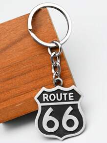 Route 66 Key Chain - Classic Shield - White - View 2