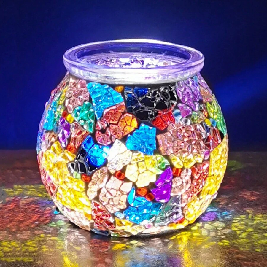 1個手工diy玻璃燭台,附馬賽克花瓶,水晶玻璃led燈泡,適用於家居裝飾、家庭diy玩具,可創意製作卡通禮物和裝飾品 - RTE026 - 查看 1