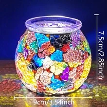 1個手工diy玻璃燭台,附馬賽克花瓶,水晶玻璃led燈泡,適用於家居裝飾、家庭diy玩具,可創意製作卡通禮物和裝飾品 - RTE026 - 查看 2